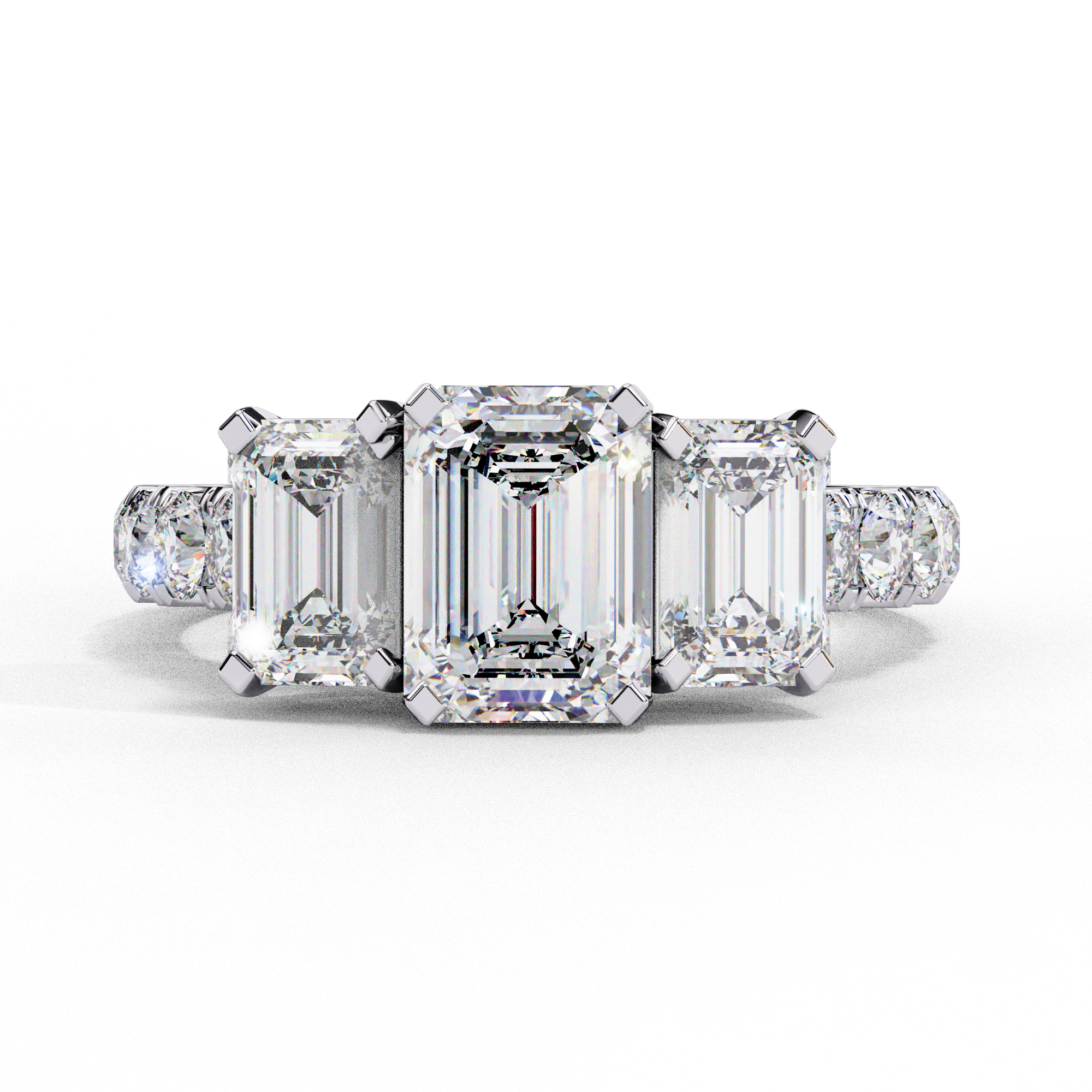 Emerald Cut Three Stone Engagement Ring
